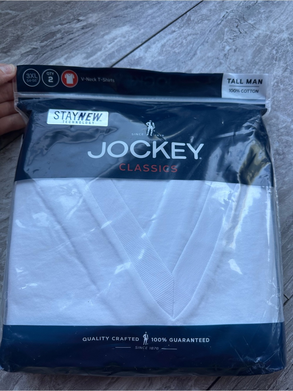 Jockey Classics StayNew V-Neck T-Shirts 2 Pack White 3XL Tall Men's
0238